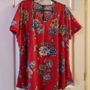 Agnes & Dora Love Top Red Floral Sz L